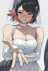 1girl bride ellen_joe looking_away pov short_hair zenless_zone_zero