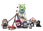  &gt;_&lt; 6+girls ahoge animal_ears antlers arrow_(projectile) arrow_in_head bare_shoulders black_hair blonde_hair blood blood_on_weapon bow_(weapon) branch brown_hair ceres_fauna chibi closed_mouth dark-skinned_female dark_skin diamond_sword feather_hair_ornament feathers flower green_hair hair_flower hair_ornament hakos_baelz hitting holding holding_bow_(weapon) holding_leash holding_sword holding_weapon holocouncil hololive hololive_english irys_(hololive) jitome leash long_hair long_sleeves lying minecraft mole mole_under_eye mouse_ears mouse_girl mouse_tail multicolored_hair multiple_girls nanashi_mumei no_nose on_stomach open_mouth ouro_kronii purple_hair redhead short_hair sitting streaked_hair sword tail tsukumo_sana twintails ustel_yj walfie_(style) weapon white_background white_flower white_hair wide_sleeves x_x 