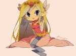  1girl artist_name belt blonde_hair blue_eyes blush dress floating_hair gloves jewelry long_dress long_hair multicolored_hair necklace parted_lips pink_dress princess_zelda seiza sitting the_legend_of_zelda the_legend_of_zelda:_spirit_tracks the_legend_of_zelda:_the_wind_waker tokuura 