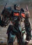  absurdres chinese_commentary clenched_hand clouds cloudy_sky decepticon embers highres kozsen_810290 looking_at_viewer mecha nemesis_prime open_hand red_eyes robot science_fiction sky transformers 
