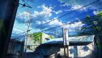  ad building car clouds cloudy_sky commentary_request ground_vehicle mikannokawa7008 motor_vehicle original outdoors overgrown power_lines scenery shadow sky translation_request tree utility_pole 