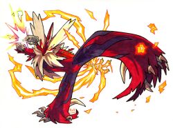  attack beak bird_legs black_feathers blaziken blonde_hair claws colored_sclera commentary feather_hair feathers fire flame_trail flexible full_body furry glowing glowing_eyes high_kick highres horns kickboxing kicking mega_blaziken mega_pokemon motion_blur multicolored_feathers other_focus pokemon pokemon_(creature) pokemon_focus railroadlion red_feathers roundhouse_kick sharp_toenails single_horn solo split standing standing_on_one_leg standing_split talons toenails white_background wing_ears yellow_eyes yellow_feathers yellow_sclera 