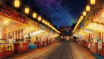  building commentary_request food_stand highres lantern night night_sky no_humans original outdoors prachinabana scenery shrine sky star_(sky) star_(symbol) starry_sky summer_festival torii tree yatai 