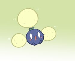  0_0 :3 blush blush_stickers commentary_request full_body gradient_background green_background highres jumpluff motion_lines no_humans open_mouth pokemon pokemon_(creature) pokemon_focus redny simple_background smile solo 