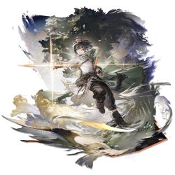  1boy animal_ears arknights arrow_(projectile) baggy_pants bandana bandana_around_neck belt belt_pouch black_collar black_gloves black_hair blue_bandana boots brown_belt brown_boots brown_pants closed_mouth coat collar colored_inner_hair crossbow dog dog_boy dog_ears dog_tail earrings elbow_gloves fingerless_gloves floppy_ears flower full_body fur-trimmed_coat fur_trim gloves goggles goggles_on_head green_coat grey_eyes hair_between_eyes highres holding holding_arrow jewelry leg_belt leg_up light_smile long_shirt looking_at_viewer messy_hair multicolored_hair multiple_belts multiple_views necklace official_art orange_goggles outdoors pants parted_lips pedro_(arknights) pointing pouch serious shirt short_hair shoulder_belt single_earring skolly sleeve_belt sleeve_rolled_up solo standing standing_on_one_leg tachi-e tail tassel tassel_earrings third-party_source torn_clothes torn_shirt transparent_background tree two-tone_bandana two-tone_hair walkie-talkie weapon white_flower white_hair white_shirt yellow_bandana 