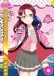 blush brown_eyes character_name long_hair love_live!_school_idol_festival love_live!_sunshine!! redhead sakurauchi_riko smile yukata