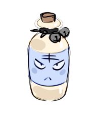  :< bell black_collar bottle collar frown highres milk_bottle molokomyau object_focus objectification original simple_background sketch unamused white_background 
