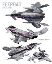  1other aircraft airplane artist_name canards canopy_(aircraft) commentary_request decal eurofighter_typhoon external_fuel_tank fictional_aircraft fighter_jet fighterman highres military military_vehicle missile original redesign science_fiction vehicle_focus vehicle_name white_background 