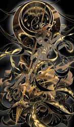  1boy absurdres armband black_background blue_eyes body_markings bracelet commentary_request earrings extra_arms fingernails flower highres holding holding_polearm holding_weapon hutong_zhai jewelry limited_palette lotus multiple_bracelets nezha_(nezha_zhi_motong_jiangshi) nezha_zhi_motong_jiangshi petals pointy_ears polearm sharp_fingernails solo topless_male weapon 
