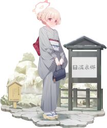  1girl 9ml angry bag blank_eyes blonde_hair blue_archive blush braid breasts brown_sandals closed_mouth full-face_blush full_body game_asset grey_kimono hair_bun halo handbag highres holding holding_bag japanese_clothes key kimono large_variant_set long_sleeves looking_at_viewer nodoka_(blue_archive) nodoka_(hot_spring)_(blue_archive) obi official_art onsen orange_halo own_hands_together red_eyes sad sandals sash short_hair sidelocks sign single_hair_bun small_breasts socks solo split_mouth standing steam striped_clothes striped_kimono tabi tachi-e tears third-party_source translation_request transparent_background v-shaped_eyebrows v_arms variant_set wavy_mouth white_socks wide_sleeves 