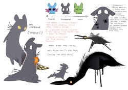  absurdres animal animal_focus bird black_feathers blue_skin body_fur bug colored_sclera colored_skin commentary creature creature_focus english_commentary english_text feathers glowing glowing_eyes green_fur grey_skin highres indoors jejejunum miros_bird_(rain_world) monster night open_mouth original outdoors pink_sclera rain_world riding rivulet_(rain_world) saint_(rain_world) simple_background sleeping slugcat spider star_(sky) symbiont_(jejejunum) tentacles white_background yellow_eyes zzz 