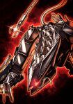  absurdres bladewolf claws gleam highres metal_gear_(series) metal_gear_rising:_revengeance no_humans non-humanoid_robot red_background red_eyes robot robot_animal silverchariotx tail 