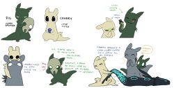  >_< :q ^_^ body_fur canary_(jejejunum) clapping closed_eyes colored_skin creature creature_focus cyan_lizard_(rain_world) dragging english_text fig_(jejejunum) green_fur highres holding holding_mask jejejunum lizard lizard_(rain_world) mask mother_and_child no_humans no_mouth original parent_and_child rain_world simple_background skull_mask symbiont_(jejejunum) tongue tongue_out white_background yellow_skin 