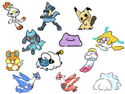 chimecho ditto highres jirachi latias latios litwick lucario lucas_(pokemon) mareep mimikyu pawmi pokemon pokemon_(creature) pyukumuku rioru_(rioru_v_v) scorbunny snow 