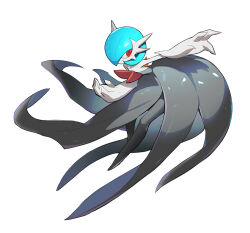  alternate_color black_dress blue_hair bob_cut colored_skin dress elbow_gloves gardevoir gloves mega_gardevoir mega_pokemon orange_eyes pagye pokemon pokemon_(creature) shiny_pokemon simple_background white_background white_gloves white_skin 