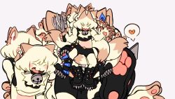  1boy :3 animal_ears animated bell black_boots black_collar bob_cut boots brown_tail cat_boy cat_ears cat_tail collar commentary dagger dress english_commentary furry furry_male highres holding holding_dagger holding_knife holding_weapon knife looping_animation maid male_focus molokomyau open_mouth original short_hair simple_background smile spiked_boots spiked_collar spikes tail two-tone_tail unfinished weapon yellow_fur yellow_tail 