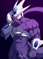  1boy absurdres blood bruise commentary_request cooler_(dragon_ball) cooler_(fifth_form)_(dragon_ball) dragon_ball dragon_ball_z highres horang4628 injury korean_commentary male_focus muscular muscular_male solo standing tail twitter_username 