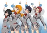  4girls arisawa_tatsuki black_hair bleach blue_eyes blush glasses honshou_chizuru inoue_orihime kuchiki_rukia orange_hair redhead school_uniform short_hair skirt smile stiky_finkaz vector_trace 