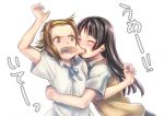  akiyama_mio al_bhed_eyes baruterome biting black_hair blush brown_eyes brown_hair cheek_bite cheek_biting hairband hug k-on! multiple_girls ouch school_uniform tainaka_ritsu tears yuri 