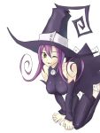 blair purple_hair soul_eater thigh-highs wink witch witch_hat yellow_eyes 