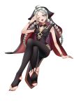  1girl absurdres ahoge alternate_costume bangs bat_(fire_emblem) bat_(fire_emblem)_(cosplay) boahborgar bracelet braid breasts buttons commission commissioner_upload cosplay feet fingernails fire_emblem fire_emblem_fates fire_emblem_heroes full_body hairband highres jewelry long_fingernails long_hair low_twintails medium_breasts nail_polish nina_(fire_emblem) non-web_source open_mouth parted_bangs red_nails solo thigh-highs toeless_legwear toenail_polish toenails toes twin_braids twintails white_hair white_hairband 