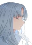  1girl absurdres bangs caren_hortensia closed_eyes closed_mouth eyes_visible_through_hair fate/hollow_ataraxia fate_(series) hair_between_eyes highres long_hair looking_to_the_side noko_morokoshi simple_background solo sparkle upper_body wavy_hair white_background white_hair 