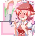  &gt;_&lt; 1girl animal_ears bird_ears bird_wings blush brown_dress brown_headwear buuta_(densya101) dress fingernails green_nails highres long_fingernails long_sleeves multiple_views mystia_lorelei nail_polish open_mouth pink_hair sharp_fingernails short_hair touhou wide_sleeves winged_hat wings 