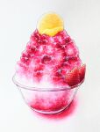  candy commentary_request food food_focus fruit highres laia_alkaloid lemon no_humans original shaved_ice strawberry sweets traditional_media 