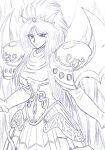  1girl angel_wings armor black_wings breath_of_fire breath_of_fire_ii bridal_gauntlets closed_mouth dress feathered_wings gem kurotada long_hair nina_(breath_of_fire_ii) pauldrons shoulder_armor tiara wings 