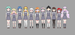  4ding 6+girls :d aqua_hair arashi_chisato arched_bangs black_hair black_pantyhose black_socks blonde_hair blue_eyes blue_hair bow braid braided_twintails brown_hair closed_mouth collared_shirt commentary double_bun dress expressionless full_body gradient_hair green_eyes grey_background grey_dress grey_hair grey_socks grin hair_bow hair_bun hazuki_ren heanna_sumire high_ponytail highres kneehighs liella!_(year_3) long_hair loose_socks love_live! love_live!_superstar!! low_twintails medium_hair multicolored_hair multiple_girls onitsuka_natsumi onitsuka_tomari orange_eyes orange_hair pantyhose pinafore_dress pink_eyes pink_hair pink_socks ponytail purple_hair red_eyes red_hair sakurakoji_kinako school_uniform shibuya_kanon shirt short_dress short_hair short_sleeves simple_background single_side_bun sleeveless sleeveless_dress smile socks standing straight_hair summer_uniform tang_keke thigh-highs twintails violet_eyes wakana_shiki wavy_hair white_bow white_hair white_shirt white_socks white_thighhighs wien_margarete yoneme_mei yuigaoka_school_uniform zettai_ryouiki 