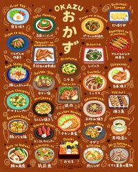  asparagus bell_pepper bento brown_background chanpuru chawanmushi cherry_tomato chicken_(food) commentary_request food food_art food_focus food_request fried_egg fruit goya_chanpuru issiki_toaki kakuni katsu_(food) lemon lemon_slice monjayaki nikujaga_(food) okonomiyaki okonomiyaki_spatula original osechi shogayaki_(food) shrimp squid tako-san_wiener tomato translation_request yakiniku yakitori 