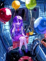  balloon banana food fruit highres ladder liminal_space mari_(faraway)_(omori) mari_(headspace)_(omori) mari_(omori) neckerchief omori omoriniizon poolside sitting smile something_(omori) water 