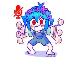  1boy alternate_eye_color antenna_hair barefoot basil_(headspace)_(omori) basil_(omori) blue_overalls blush chibi chibi_only colored_skin flower flower_wreath full_body green_hair green_shirt head_wreath invisible_floor looking_at_viewer male_focus omori open_mouth osulan overall_shorts overalls red_eyes shirt short_hair short_sleeves sidelocks simple_background solo standing t-shirt twitter_username white_background white_skin 