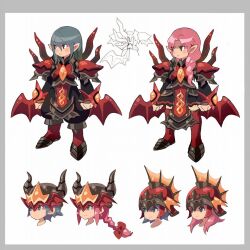  3boys 3girls aqua_eyes aqua_hair armor arms_at_sides artist_request asgard baggy_pants black_pants black_skirt black_sleeves bow braid braided_ponytail brown_eyes brown_horns character_request clenched_hands collar curtained_hair dot_nose dragon_horns dragon_wings expressionless fake_horns fantasy fins full_body hair_bow hair_over_breasts hair_over_one_breast helmet horned_helmet horns kneehighs light_blush long_hair long_sleeves low_wings multiple_boys multiple_girls nexon official_art pants parted_bangs pauldrons pink_hair plate_armor production_art red_armor red_bow red_socks red_wings sabaton second-party_source short_hair shoulder_armor sidelocks sideways_glance simple_background skirt sleeve_cuffs smile socks standing white_background winged_helmet wings 