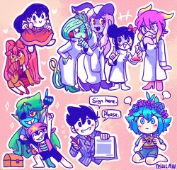  +++ 4boys 6+girls :> :< airhorn alternate_costume alternate_hairstyle antenna_hair artist_name aubrey_(headspace)_(omori) aubrey_(omori) bandana barefoot basil_(headspace)_(omori) basil_(omori) black_gloves blonde_hair blue_overalls blue_skin blue_suit blush bow camera captain_spaceboy chibi closed_eyes closed_mouth collared_shirt colored_sclera colored_skin commentary cosplay costume_switch dark-skinned_female dark_skin double-parted_bangs dress earrings erlenmeyer_flask eyepatch fingerless_gloves flask flower flower_wreath flying_sweatdrops gloves gradient_hair green_eyes green_hair green_shirt grey_hair grin hair_behind_ear hair_between_eyes hair_bow hair_bun hand_fan head_wreath heart hero_(headspace)_(omori) hero_(omori) holding holding_camera holding_fan holding_flask holding_paper holding_pen index_finger_raised invisible_floor jewelry kel_(headspace)_(omori) kel_(omori) lab_coat long_hair long_sleeves looking_at_another looking_at_viewer mari_(headspace)_(omori) mari_(omori) marina_(omori) medusa_(omori) molly_(omori) multicolored_hair multiple_boys multiple_girls neckerchief necktie omori open_mouth osulan outline overall_shorts overalls paper pen pink_bow pink_dress pink_eyes pink_hair pink_shoes pinstripe_pattern pinstripe_suit polka_dot polka_dot_bow purple_hair purple_sweater_vest red_bandana red_eyes red_neckerchief red_necktie safety_glasses seiza shirt shoes short_hair short_sleeves sidelocks single_hair_bun sitting smile socks space_pirate_(omori) space_pirate_(omori)_(cosplay) sphere_earrings standing suit sweater_vest sweetheart_(omori) sweetheart_(omori)_(cosplay) teeth tentacle_hair tentacles treasure_chest twintails two-tone_hair violet_eyes white_outline white_shirt white_skin white_socks yellow_sclera 