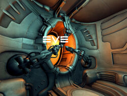  3d cable commentary copyright_logo copyright_name english_commentary eve_online highres logo machine maya_(medium) photoshop_(medium) realistic scenery science_fiction space_station spacecraft_interior xiangben_ni 