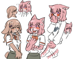  3girls amaori_haruna amaori_renako animal_ears blush chinese_commentary closed_eyes commentary_request dog_ears dog_girl dog_tail fang floppy_ears furrification furry furry_female hand_to_own_mouth haojbleng highres koala long_hair long_sleeves lop_rabbit_ears multiple_girls open_mouth pink_hair rabbit_ears rabbit_girl rabbit_tail sena_ajisai short_hair simple_background smile snout tail tail_wagging violet_eyes watashi_ga_koibito_ni_nareru_wake_naijan_murimuri! white_background 