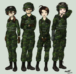  2boys 2girls absurdres army commentary english_commentary highres multiple_boys multiple_girls ndtwofives 