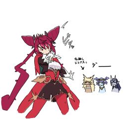  4girls dominus_impulse dominus_purge dominus_spark dominus_spiral dominusteer_rosepamela double_bun duel_monster gloves hair_bun hair_ornament highres long_hair mrimoritkg multiple_girls pantyhose red_eyes red_hair red_pantyhose twintails white_background white_gloves yu-gi-oh! 