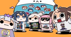  5girls =_= absurdres ahoge animal_ears blonde_hair blue_eyes blue_hair blunt_bangs brown_hair commentary gigi_murin grey_hair hair_flaps hair_intakes hairband highres hololive hololive_english hololive_indonesia irys_(hololive) jitome keenbiscuit koseki_bijou meme mori_calliope mouse_ears multicolored_hair multiple_girls ninomae_ina'nis orange_hair ouro_kronii pavolia_reine perroccino_(fuwamoco) pink_hair pointy_ears purple_hair red_hair shiori_novella side_ponytail smile split-color_hair stonks_(meme) streaked_hair sunglasses takanashi_kiara tentacle_hair twintails untranslatable_commentary white_hair 
