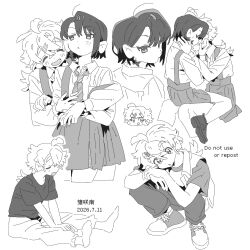  ! !! >_< >_o 2girls :< :c :d :o :t ahoge arm_support arm_up arms_around_another's_waist arms_on_knees bare_arms bare_legs barefoot bent_back black_hair black_shirt black_shoes blush braid breast_pocket buttons candy_hair_ornament chibi chibi_inset chinese_commentary chinese_text closed_mouth collared_shirt commentary_request couple covered_eyes cropped_legs cropped_shoulders dated diagonal-striped_clothes diagonal-striped_necktie dot_mouth dot_nose double-parted_bangs dress_shirt ear_blush english_text face-to-face food-themed_hair_ornament from_above from_behind from_side full_body grey_necktie grey_pants grey_shirt grey_shoes grey_skirt greyscale hair_between_eyes hair_ornament hairclip hand_in_another's_hair hand_on_another's_face hand_on_another's_neck hand_on_own_wrist hand_up hands_on_another's_face hands_on_another's_waist head_on_another's_shoulder head_on_hand head_tilt heads_together highres holding_hands hug hug_from_behind jacket jellyfish_cut knees_apart_feet_together leaning leaning_forward leaning_on_person leaning_to_the_side light_frown long_hair long_sleeves looking_at_another looking_back looking_past_viewer loose_hair_strand low_block_heels minamip monochrome multicolored_shoes multiple_girls multiple_views nape necktie no_socks on_floor on_ground one_eye_closed open_clothes open_mouth open_shirt original outstretched_legs own_hands_together pants parallel_hairclips parted_bangs parted_lips partially_unbuttoned platform_shoes pleated_skirt pocket profile raised_eyebrows raised_inner_eyebrows school_uniform shirt shoelaces shoes short_hair short_sleeves simple_background sitting sitting_on_lap sitting_on_person skirt sleeve_cuffs sleeveless sleeveless_jacket smile sneakers squatting striped_clothes striped_necktie suspender_skirt suspenders suspenders_slip sweatpants swept_bangs thick_eyebrows tie_clip tongue tongue_out triangle_hair_ornament triangle_mouth turning_head two-tone_shirt two-tone_shoes unbuttoned unbuttoned_shirt v-shaped_eyebrows v_arms white_background white_hair white_jacket white_shirt white_shoes yuri 