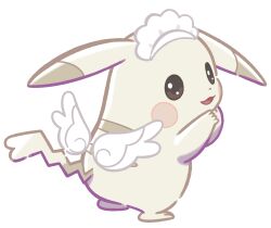  artist_request clothed_pokemon fake_wings full_body highres no_humans official_art open_mouth outline peakychu pikachu pokemon pokemon_(creature) pokemon_focus pokemon_pokopia second-party_source simple_background smile solo transparent_background white_headdress white_outline wings 