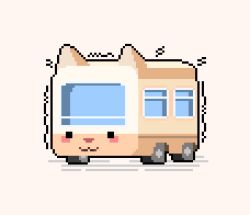  :3 animal-themed_vehicle animal_ears animal_nose blush_stickers bus cat_ears decomposedmaw motion_lines motor_vehicle no_humans original outdoors pixel_art simple_background vehicle_focus wheel white_background window windshield 