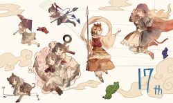  6+girls absurdres animal_ears black_eyes black_hair blonde_hair blue_hair gradient_hair green_eyes grey_hair highres hijiri_byakuren houjuu_nue kumoi_ichirin mitsusame mouse_ears mouse_girl mouse_tail multicolored_hair multiple_girls murasa_minamitsu nazrin palanquin_ship purple_hair red_eyes ship simple_background streaked_hair tail tatara_kogasa tatara_kogasa_(umbrella) toramaru_shou touhou ufo undefined_fantastic_object watercraft white_background yellow_eyes 