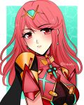  1girl alternate_hairstyle asukaaasuu earrings highres jewelry long_hair looking_at_viewer pyra_(xenoblade) red_eyes redhead solo xenoblade_chronicles_(series) xenoblade_chronicles_2 