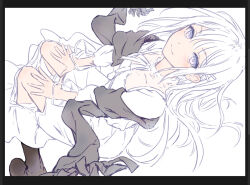  1girl bang_dream! bang_dream!_our_notes black_boots blush boots closed_mouth dress grey_eyes grey_scarf invisible_chair long_hair long_sleeves looking_at_viewer scarf shiomi_hotaru simple_background sitting smile solo unfinished white_background white_dress white_hair yukitake_(bullfalk) 