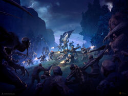  assault_rifle backpack bag bulletproof_vest bullpup cape claws clouds cloudy_sky crusher_(helldivers) dragging eagle_1_(helldivers) firing flag fleshmob_(helldivers) gun handgun harvester_(helldivers) helldiver_(helldivers) helldivers_(series) illuminate_(helldivers) last_stand lightning lying official_art on_one_knee on_stomach rifle rocket_launcher ruins seaf_soldier_(helldivers) sky sony sung_choi voteless_(helldivers) weapon 
