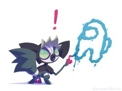  ! among_us artist_name commentary english_commentary grafaiai green_eyes highres lemur leopold65107856 looking_back no_humans painting_(action) pokemon pokemon_(creature) pokemon_focus solid_eyes standing tail white_background 