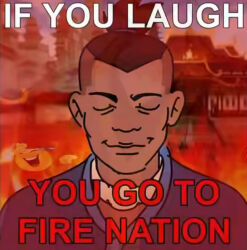  avatar:_the_last_airbender avatar_legends caption closed_eyes emoji high_ponytail if_you_laugh_you_go_to_hell_(meme) ishowspeed_trying_not_to_laugh_(meme) meme ponytail smirk sokka 