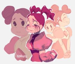  1girl :q ^_^ blush closed_eyes closed_mouth colored_skin crying crying_with_eyes_open double_bun eyelashes fangs gem gem_(steven_universe) gloves grimace hair_bun heart homeworld_gem_uniform knaiifu lips looking_at_viewer makeup no_ears parted_lips pink_gloves pink_hair pink_skin puffy_short_sleeves puffy_sleeves runny_makeup sad short_sleeves simple_background sketch smile spinel_(original_form)_(steven_universe) spinel_(steven_universe) steven_universe steven_universe:_the_movie tears teeth tongue tongue_out twintails upper_body 